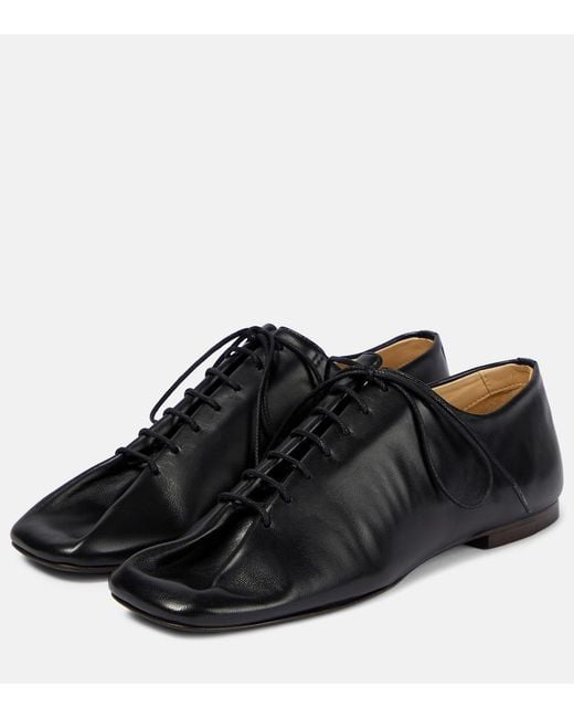 Lemaire Black Souris Leather Derby Shoes