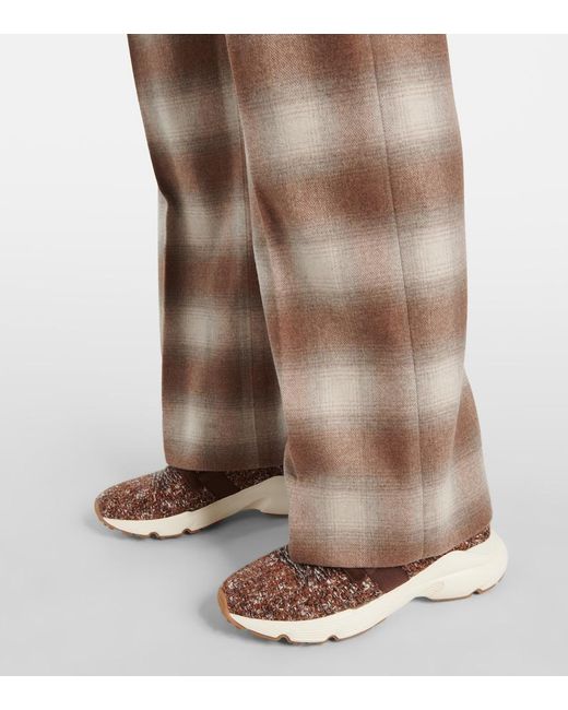 Tod's Brown Chic Wool Sneakers For
