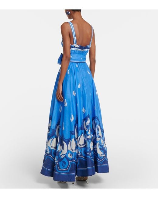 chinese dress ladies NWT Zimmerman Polka Dot Print Blue White Long Maxi Sleeveless Dress 0AU 2US
