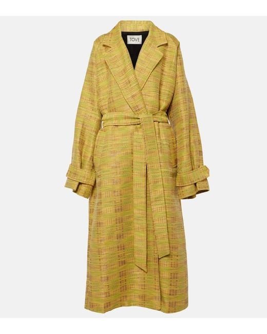 TOVE Yellow Jacqui Cotton-Blend Trench Coat