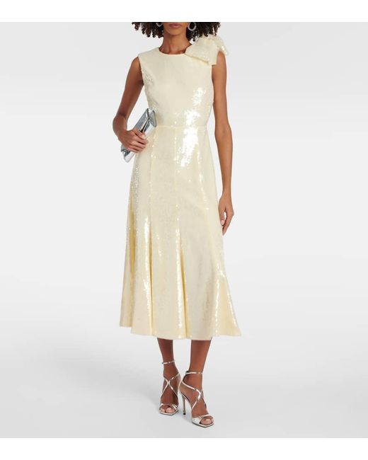 Roland Mouret Metallic Sequined Flared Midi Dress