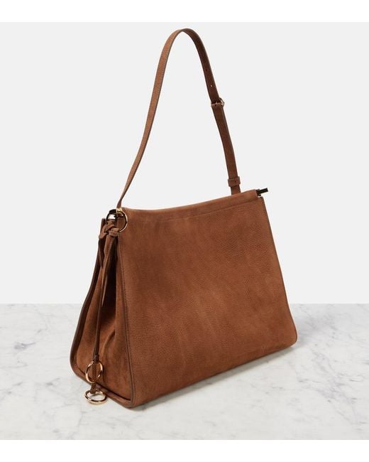 Alaïa Brown Le Click Medium Suede Shoulder Bag