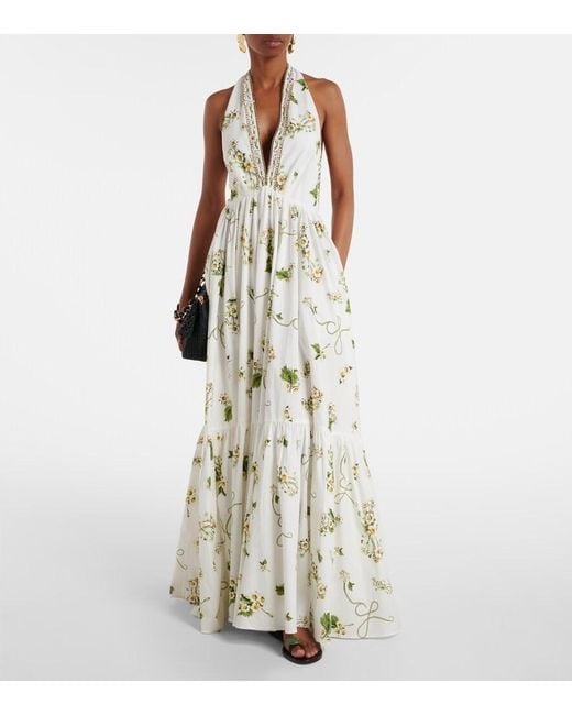Camilla White Embellished Cotton Maxi Dress