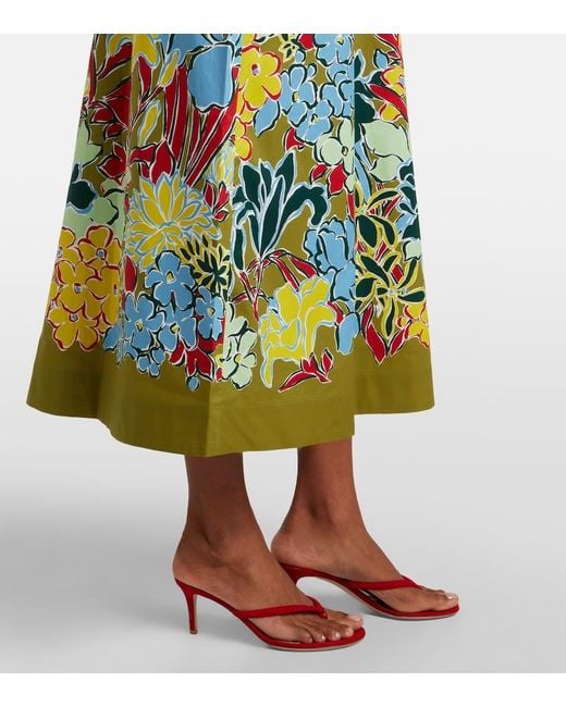 ALÉMAIS Green Solstice Floral Cotton Midi Dress