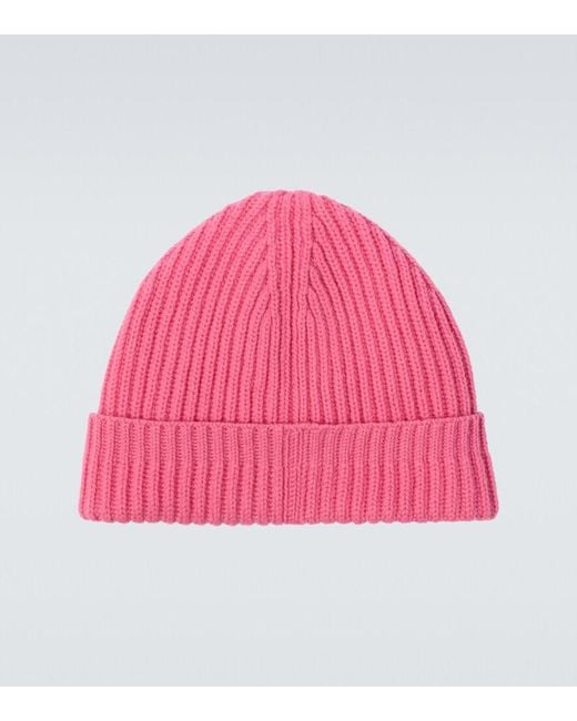 Umit Benan Pink Paradiso Ribbed-Knit Cashmere Beanie for men