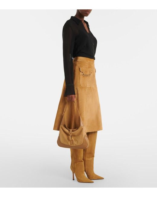 Gucci Brown Jackie 1961 Medium Suede Shoulder Bag