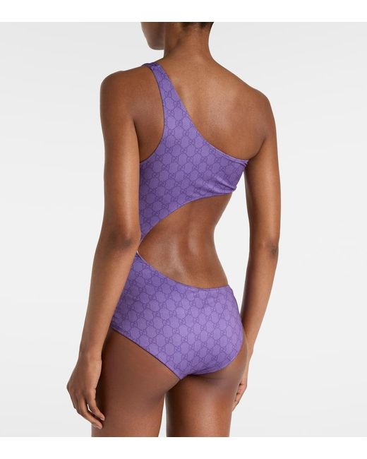 Gucci Purple Gg Cutout Swimsuit