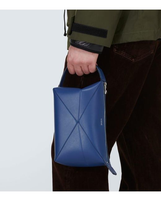 Neceser Puzzle Fold de piel Loewe de hombre de color Azul Lyst