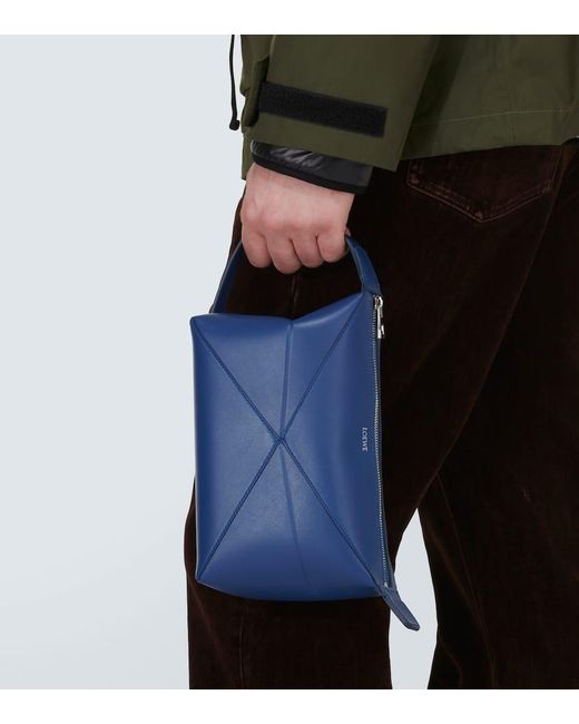 Loewe Blue Puzzle Fold Leather Toiletry Bag for men