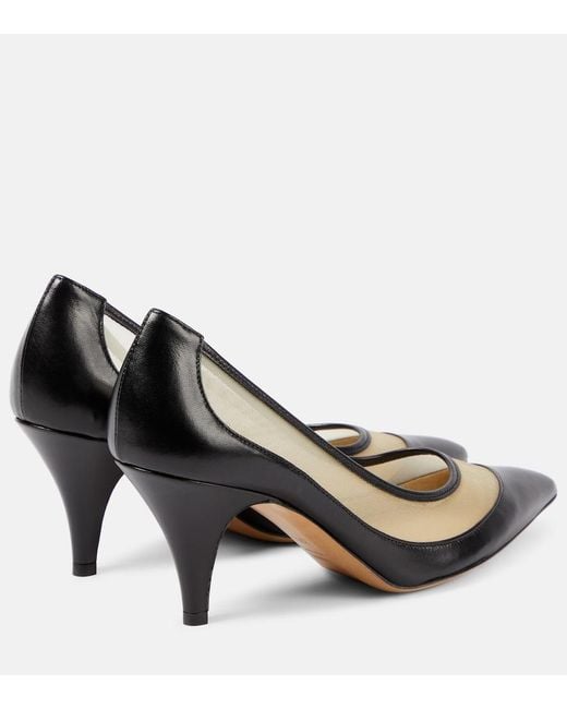Khaite Brown River Leather And Mesh Pumps