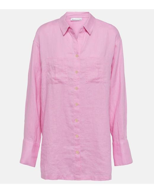 Heidi Klein Pink Marina Cay Linen Shirt