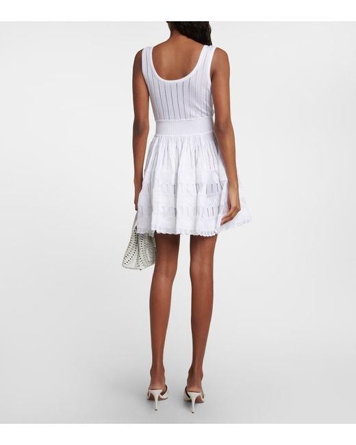 Alaïa White Alaïa Fluid Knitted Mini Dress