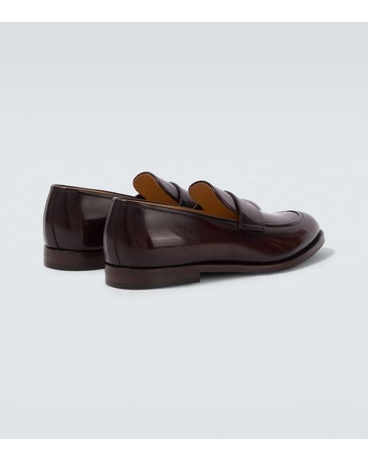 Brunello Cucinelli Brown Leather Penny Loafers for men
