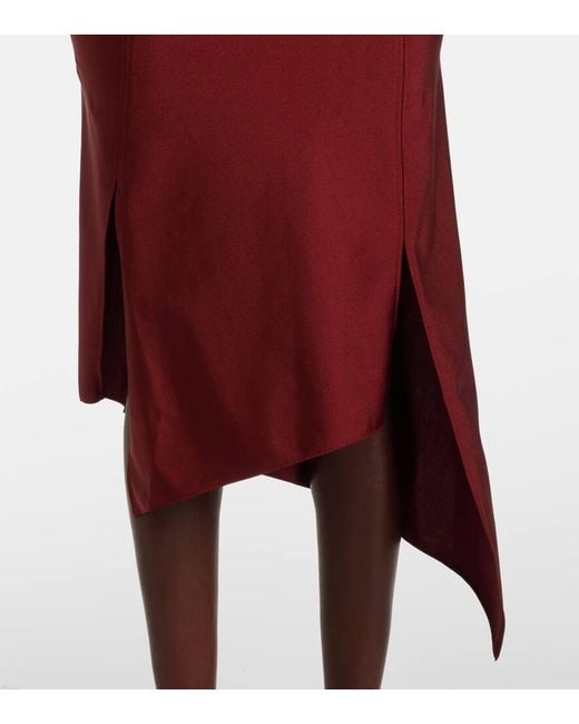 Coperni Red Floral-Applique Asymmetric Midi Skirt