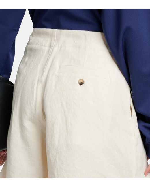 J.W. Anderson Natural High-Rise Cotton And Linen Shorts