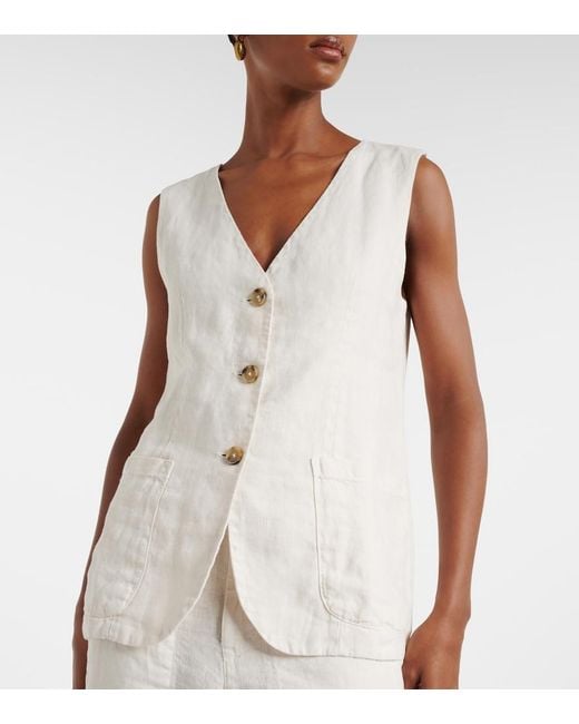 Velvet White Acie Linen Vest