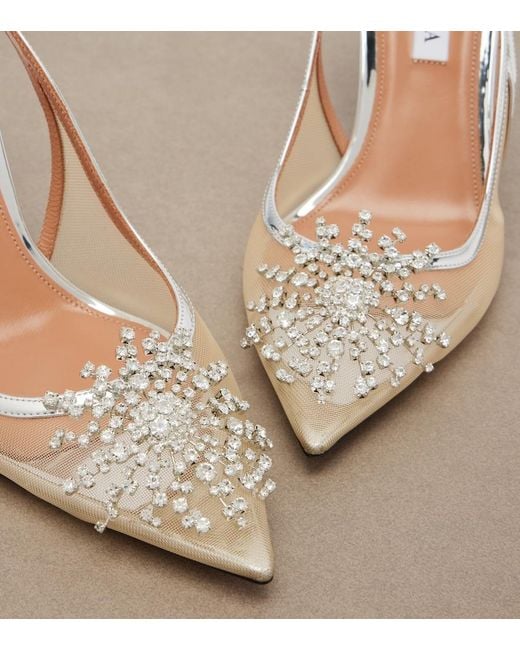 Aquazzura Natural Crystal Firework Slingback Pumps