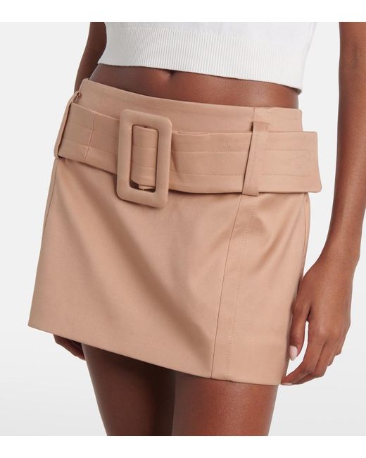Patou Natural Belted Cotton Twill Miniskirt