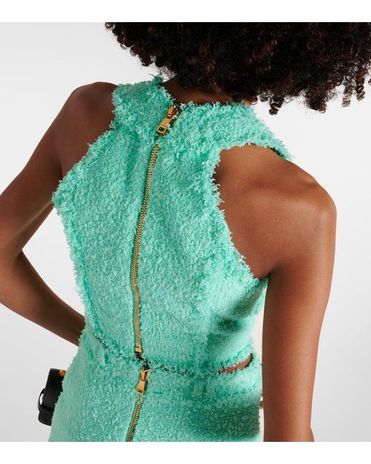 Balmain Green Tweed Top