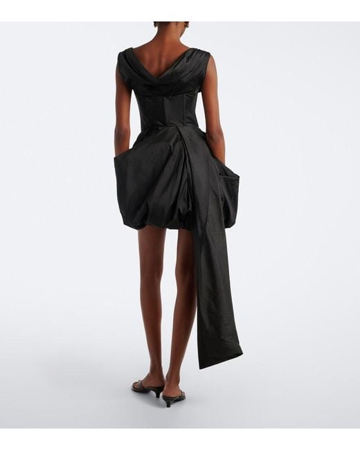 Staud Black Fabianne Silk Corset Dress