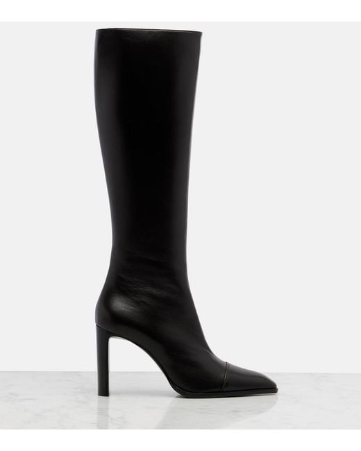 Saint Laurent Black Venetia Leather Knee-High Boots