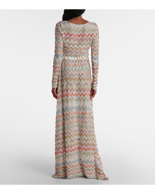 Missoni White Zigzag Metallic Maxi Skirt