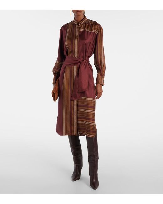 Max Mara Red Pietre Printed Silk Wrap Dress