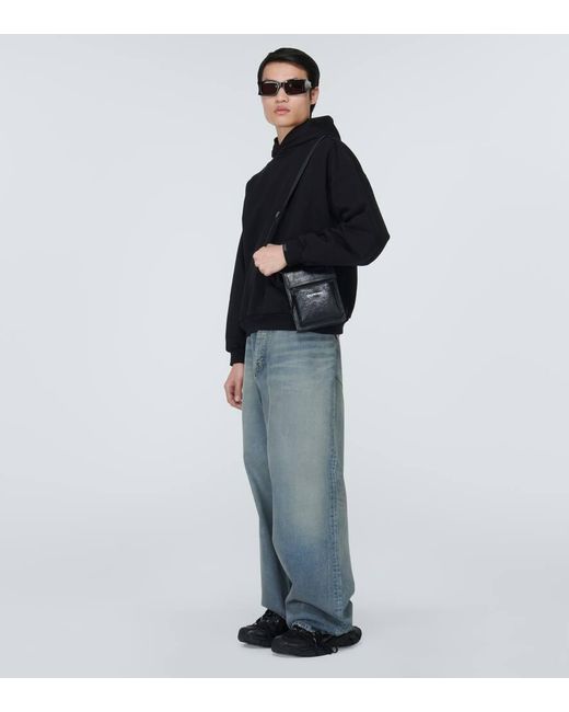 Balenciaga Black Explorer Leather Pouch With Strap for men