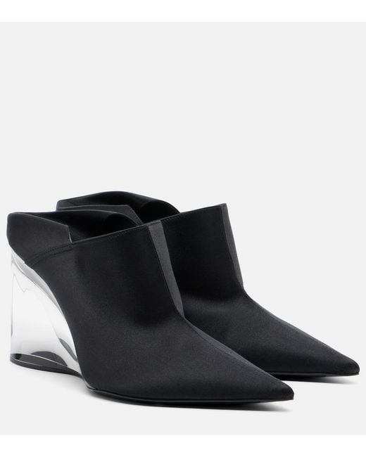 Alaïa Black Invisible Convertible Satin Wedge Mules
