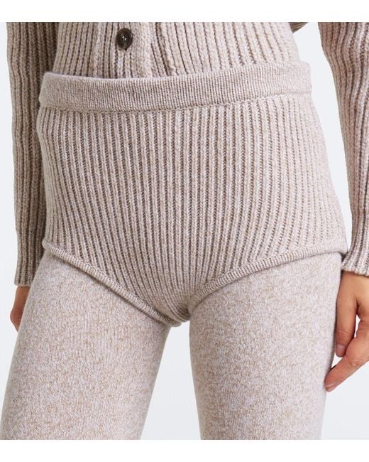 Magda Butrym Natural Ribbed-Knit Wool Shorts