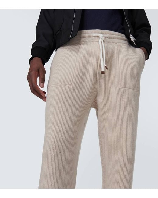 Pantalones deportivos de cachemir Brunello Cucinelli de hombre de color Natural