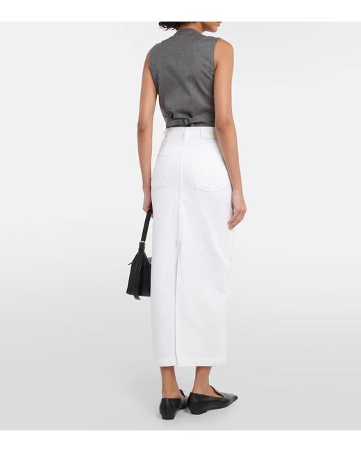 Falda larga de denim de algodon Wardrobe NYC de color White