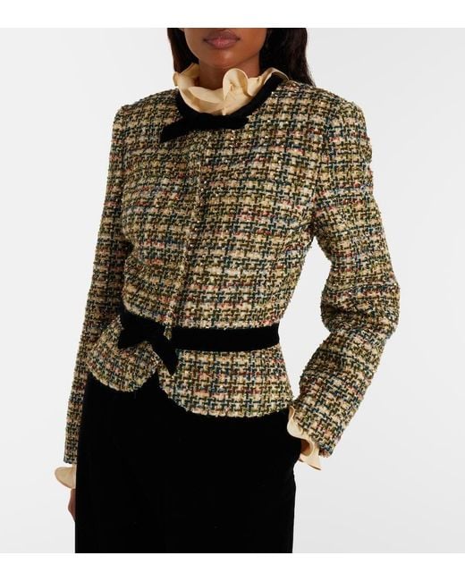 Valentino Black Velvet-Trimmed Lame Tweed Jacket