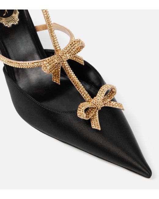 Rene Caovilla Black Caterina 80 Embellished Satin Pumps