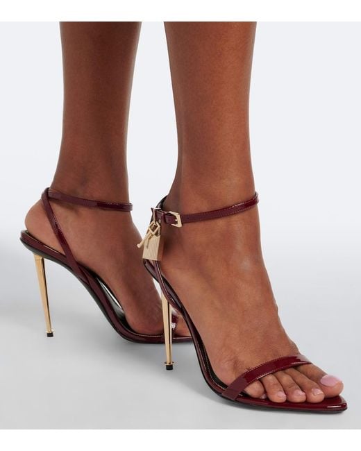 Tom Ford White Padlock Patent Leather Sandals