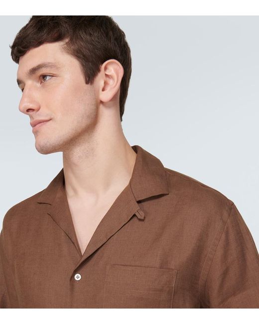 Camisa de lino Lardini de hombre de color Brown