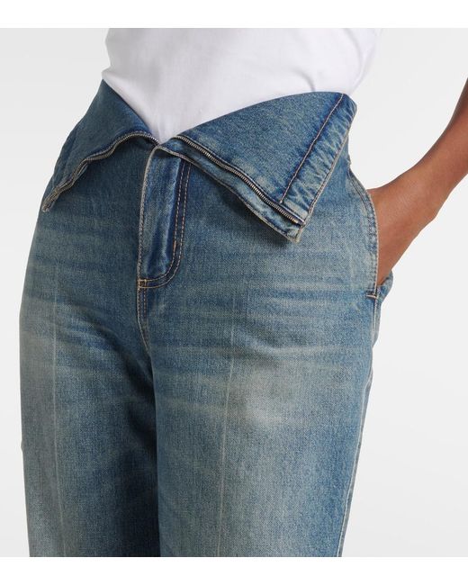 McQueen Blue Faded High-Rise Bootcut Jeans