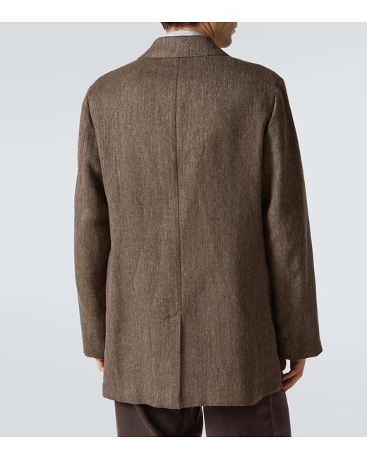 Our Legacy Brown Sharp Db Linen And Cotton Blazer for men