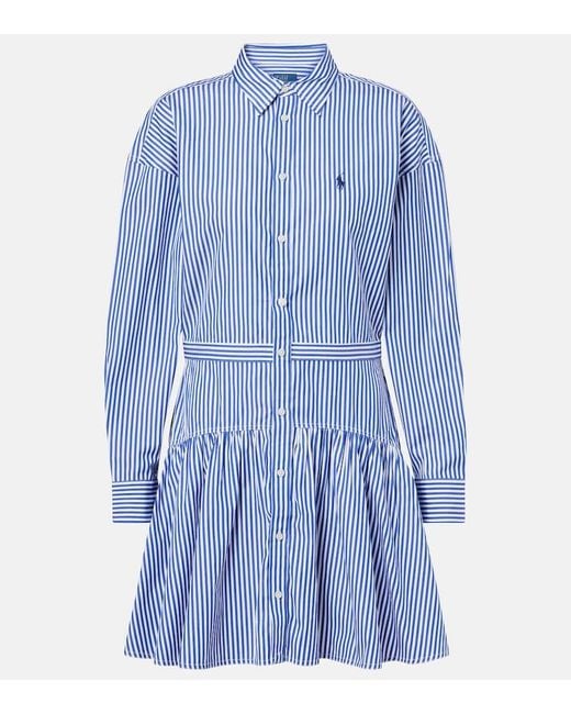 Polo Ralph Lauren Blue Striped Cotton Shirt Dress