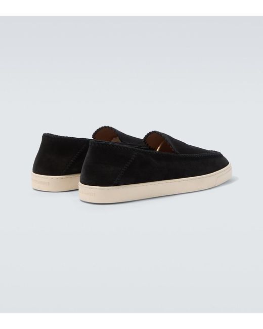 Giorgio Armani Black Galleria 3 Suede Slip-On Shoes for men