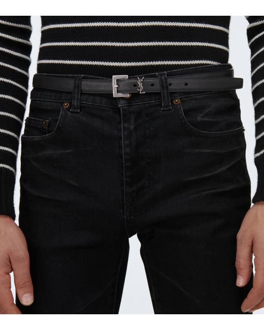 Saint Laurent Ysl Leather Belt in Black for Men Lyst UK