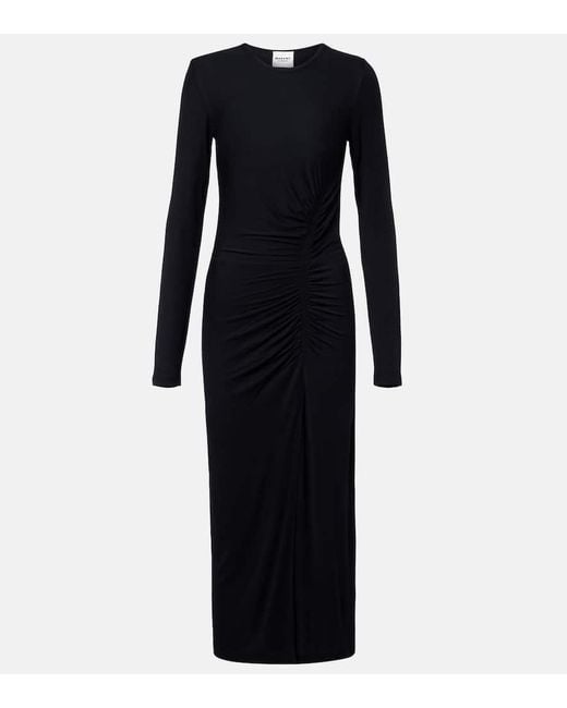 Isabel Marant Black Jelina Gathered Jersey Maxi Dress