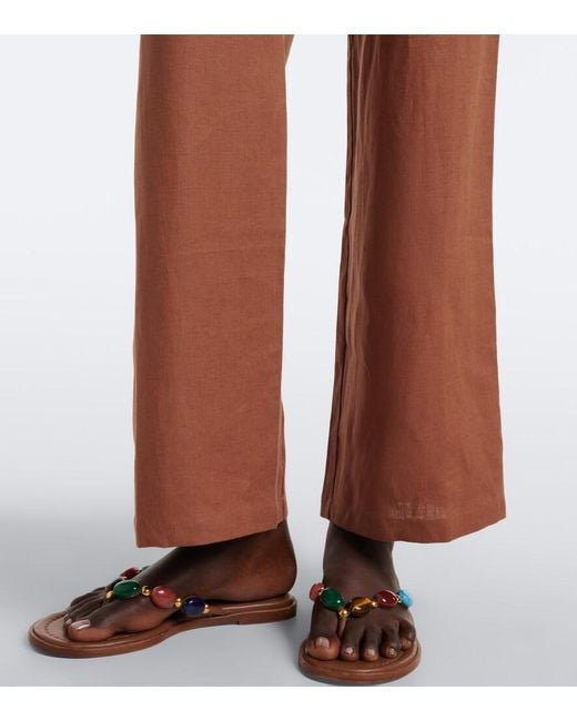 Faithfull The Brand Brown Capriolla Linen Wide-Leg Pants