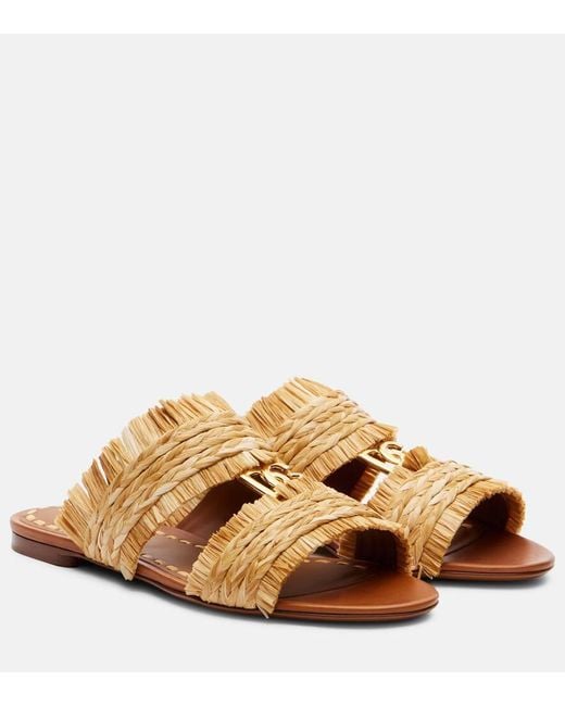 Dolce & Gabbana Brown Dg Braided Raffia-Effect Sandals