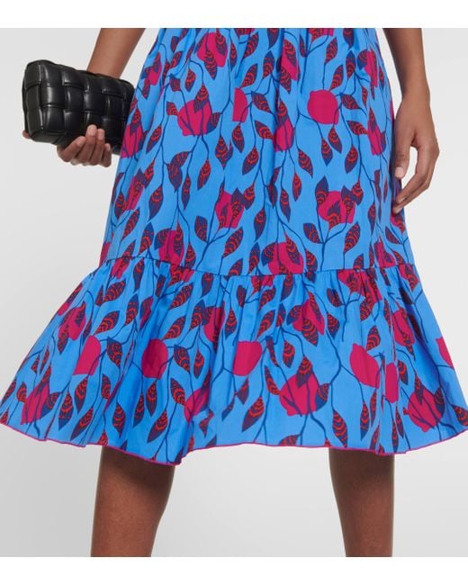 Diane von Furstenberg Blue Lindy Cotton Poplin Midi Dress