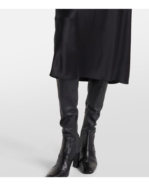 Joseph Black Isaak Silk Satin Midi-Skirt