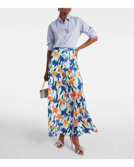 Diane von Furstenberg Blue Florencia Floral Maxi Skirt