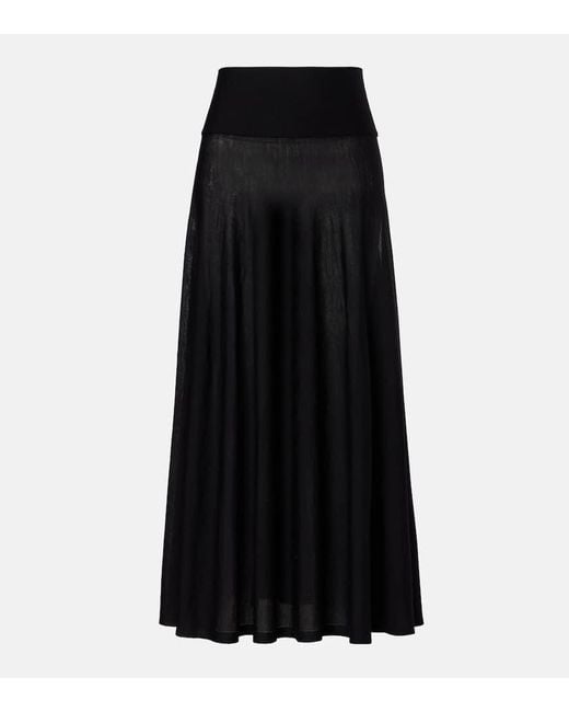 Alaïa Black Maxirock Aus Schurwolle