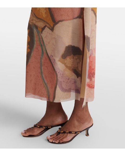 Sir Brown Printed Mesh Maxi Skirt