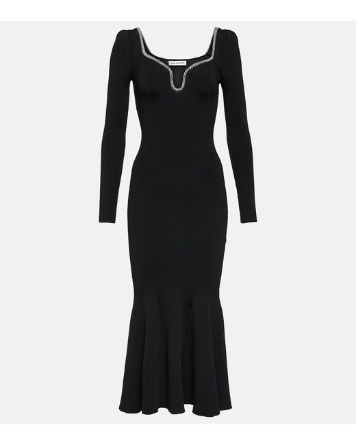 Self-Portrait Black Embellished Midi Dress